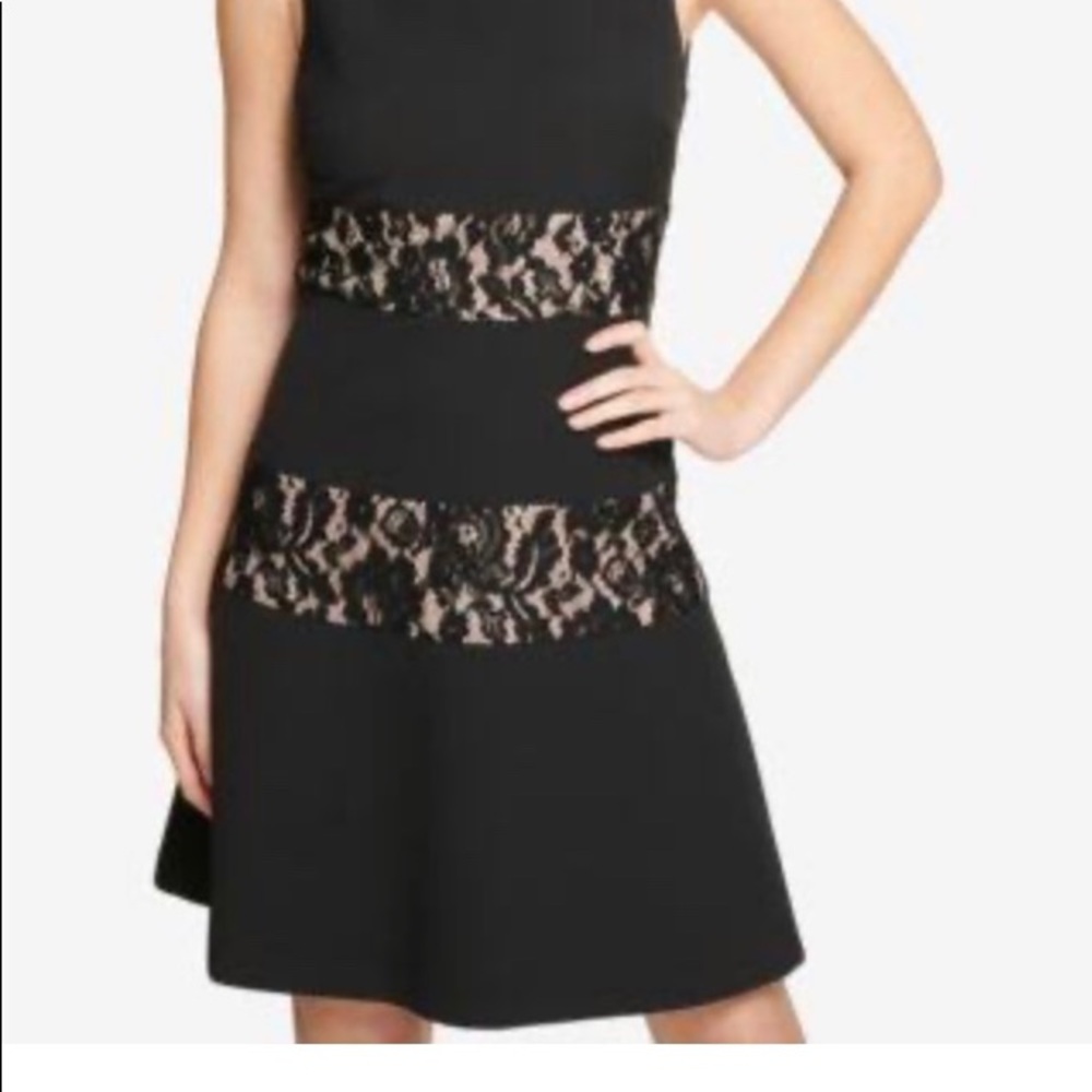 DKNY mini sexy cocktail dress. Black  & lace trim